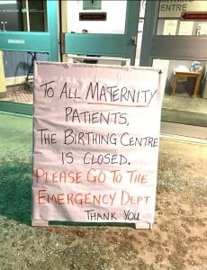 A sign outside of the Fort St. John Hospital's birthing centre. (Supplied)