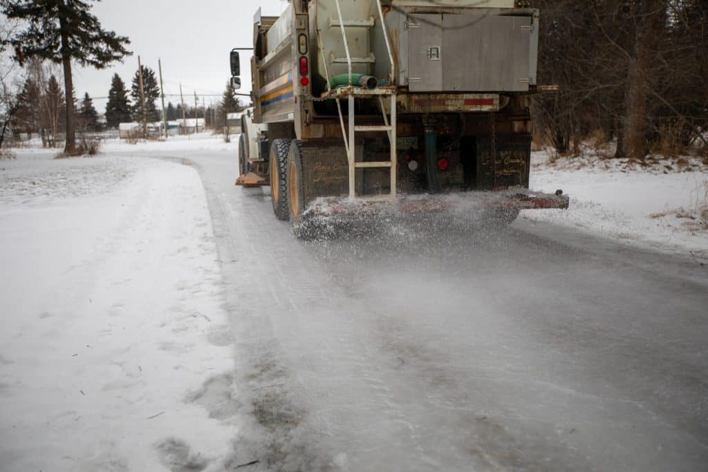 Water truck at an outdoor skating rink. (City of Fort St. John - Facebook)