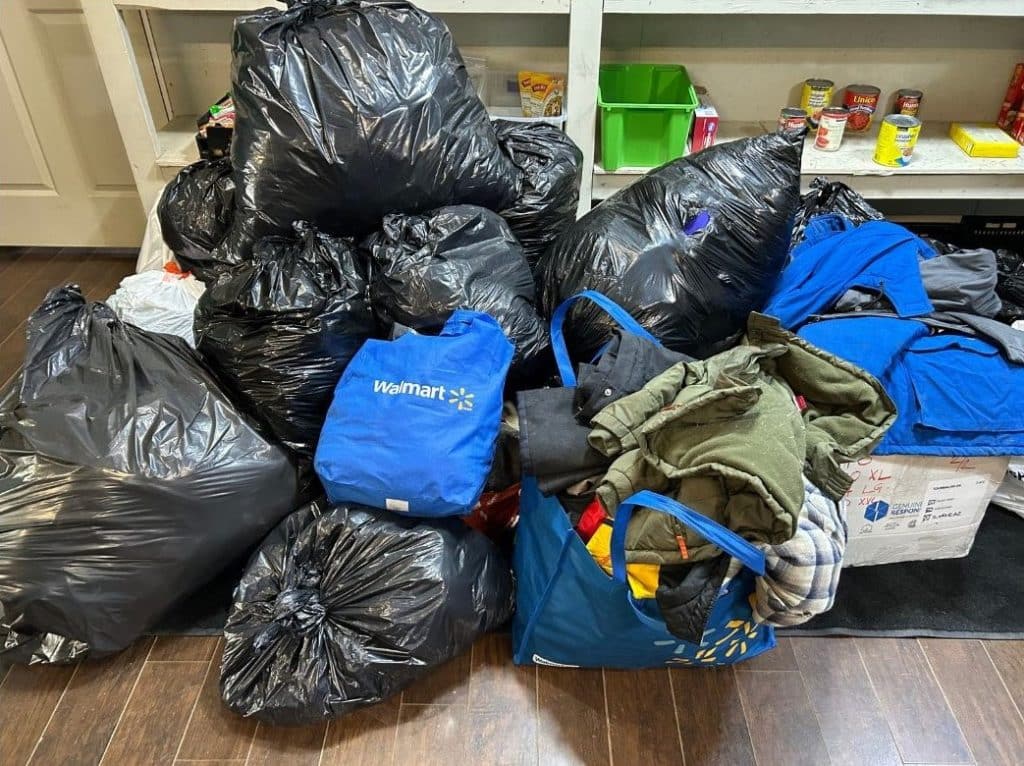 Donations to the Women's Resource Society from Doig River First Nation and Tourmaline. (Shailynn Foster)