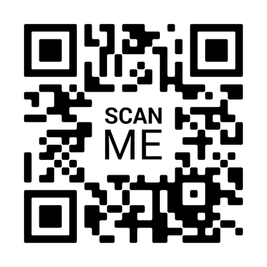 A QR code with the words SCAN ME in the middle.