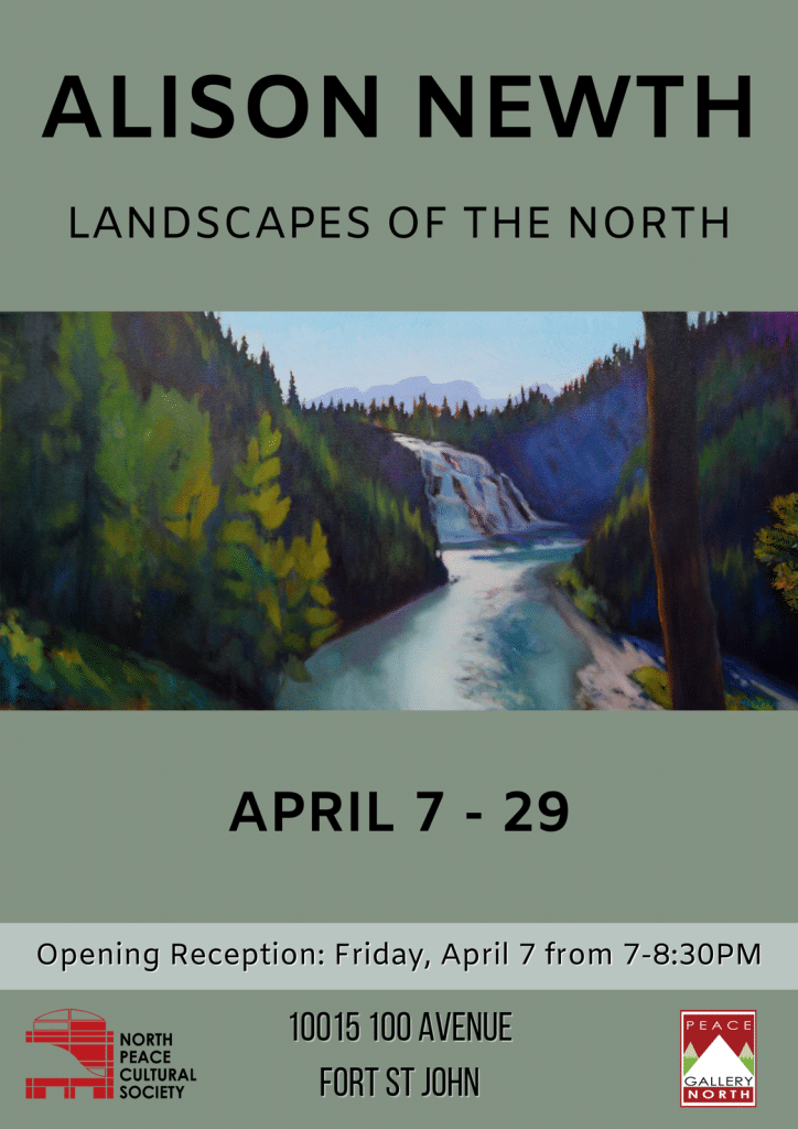 A poster for Alison Newth's exhibition in April.