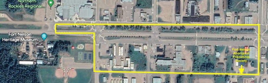 A picture of a map of Fort Nelson detailing the route for the walk.