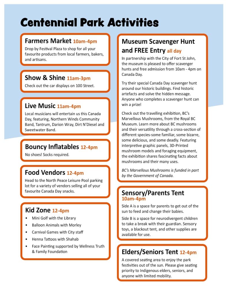City of Fort St. John Canada Day Schedule 2024